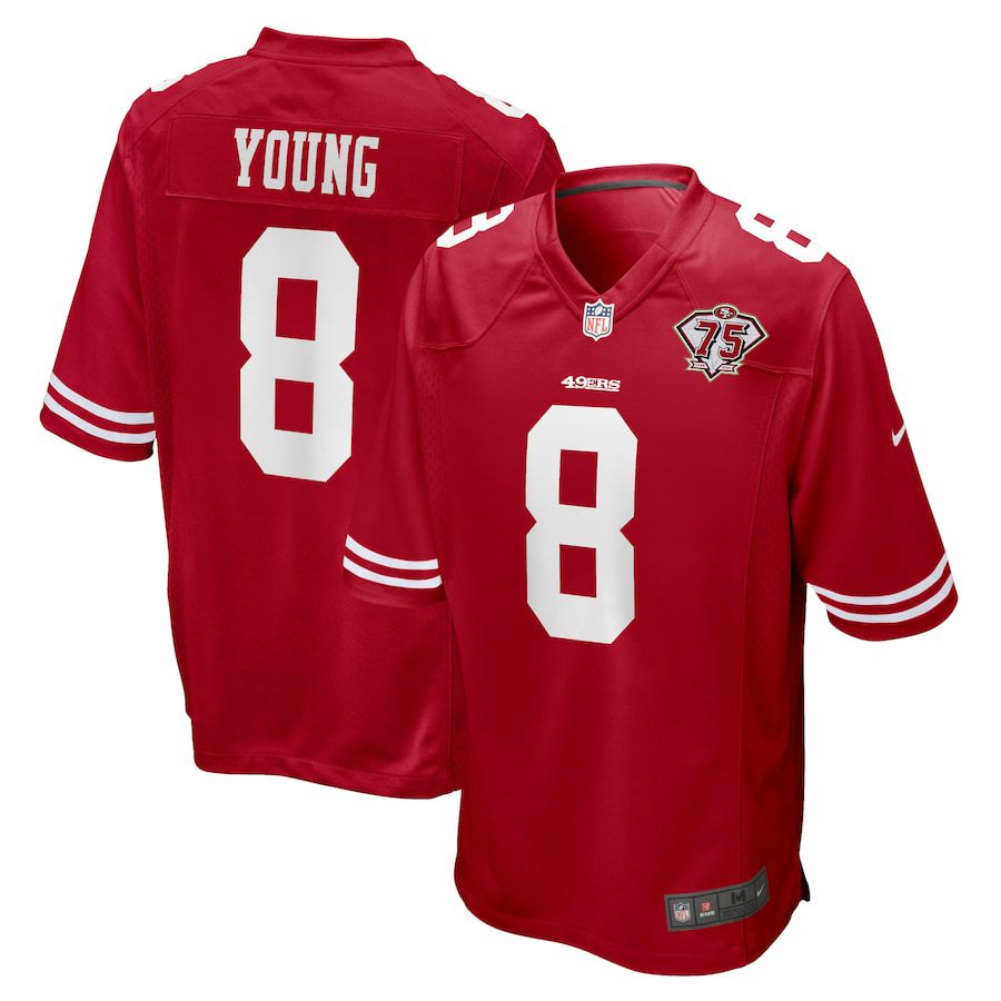 Men San Francisco 49ers #8 Steve Young Nike Scarlet 75th Anniversary Game Retired Player NFL Jersey->san francisco 49ers->NFL Jersey